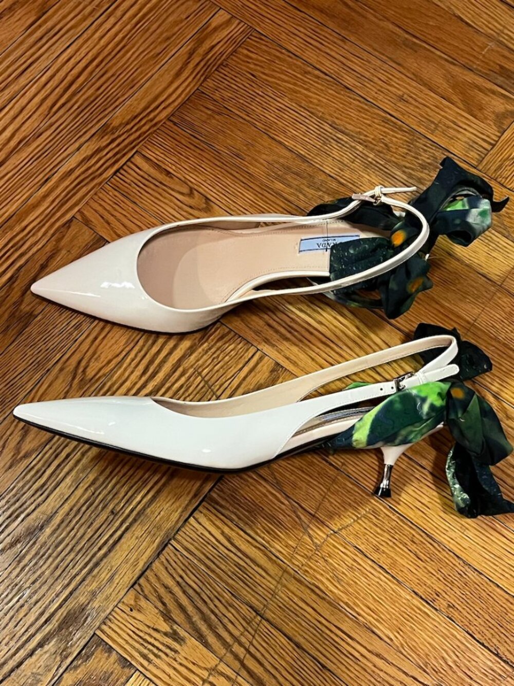 Prada Slingback Kitten Heel with Detachable Bows